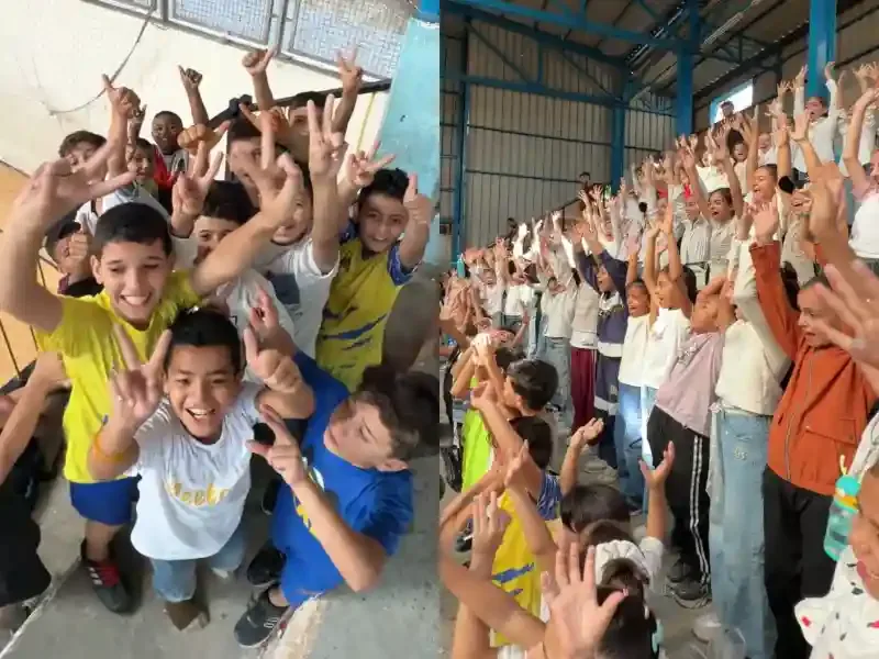 Gazze Hamidiye Yetim Okulu'nda yetim öğrenciler için düzenlenen spor ve moral etkinliği