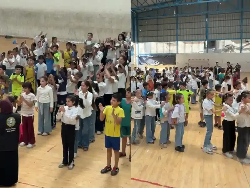 Gazze Hamidiye Yetim Okulu'nda yetim öğrenciler için düzenlenen spor ve moral etkinliği