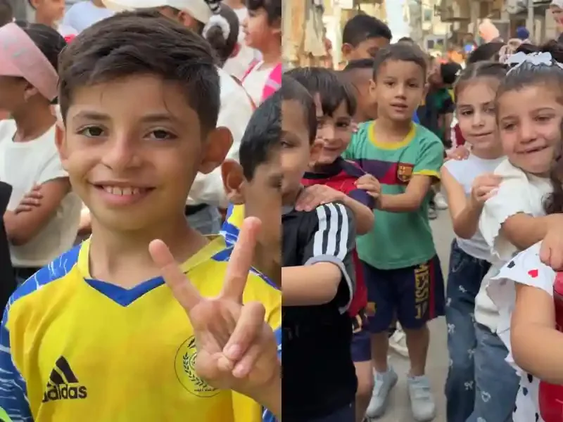 Gazze Hamidiye Yetim Okulu'nda yetim öğrenciler için düzenlenen spor ve moral etkinliği